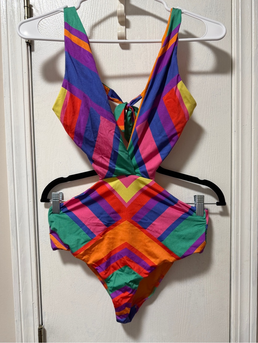 FARM Rio Multicolor Chevron Cutout One-Piece Swimsuit